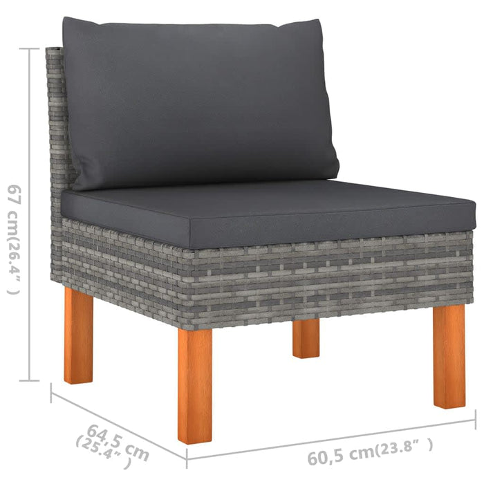 Set mobilier de grădină cu perne, 6 piese, gri, poliratan WALTI