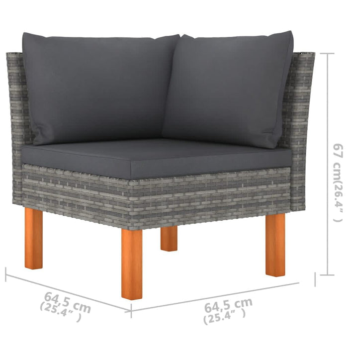 Set mobilier de grădină cu perne, 6 piese, gri, poliratan WALTI