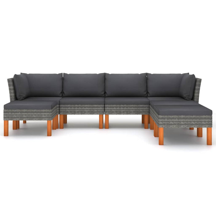 Set mobilier de grădină cu perne, 7 piese, gri, poliratan - WALTI WALTI