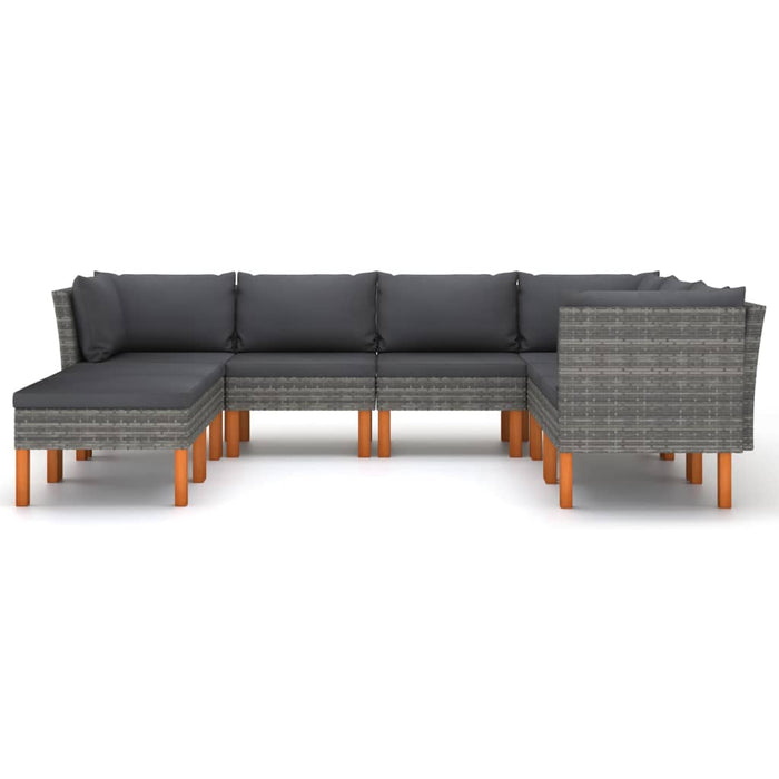 Set mobilier de grădină cu perne, 8 piese, gri, poliratan WALTI
