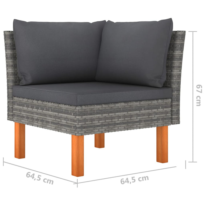 Set mobilier de grădină cu perne, 8 piese, gri, poliratan WALTI