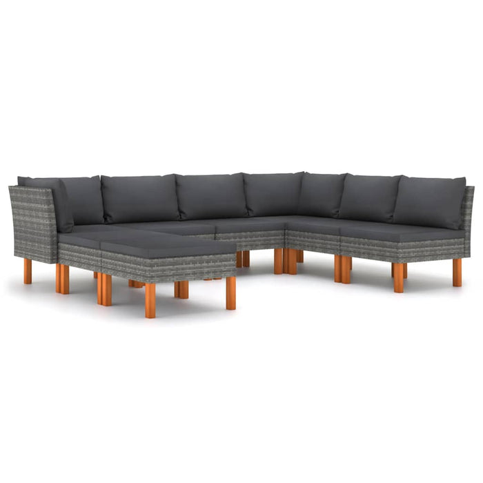 Set mobilier de grădină cu perne, 8 piese, gri, poliratan WALTI