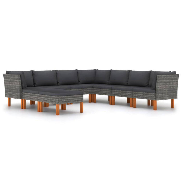Set mobilier de grădină cu perne, 9 piese, gri, poliratan WALTI