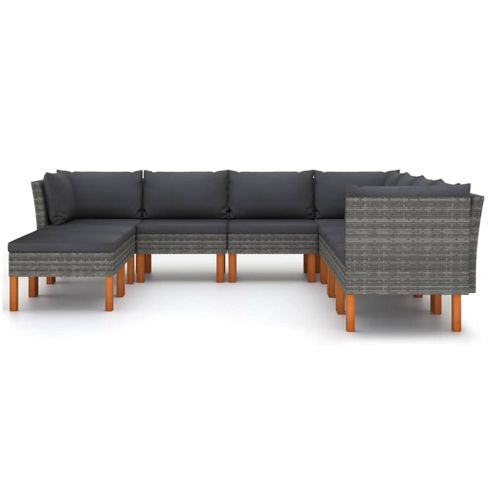Set mobilier de grădină cu perne, 9 piese, gri, poliratan WALTI