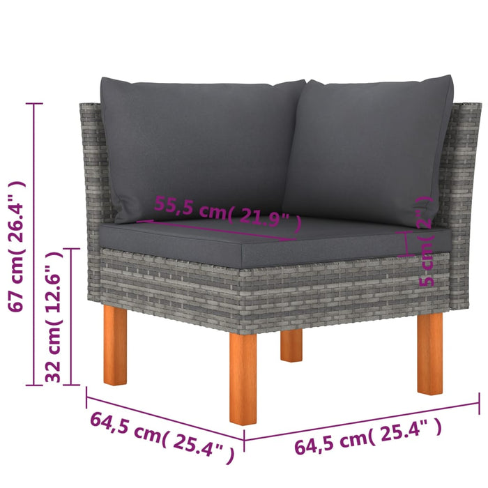 Set mobilier de grădină cu perne, 9 piese, gri, poliratan WALTI