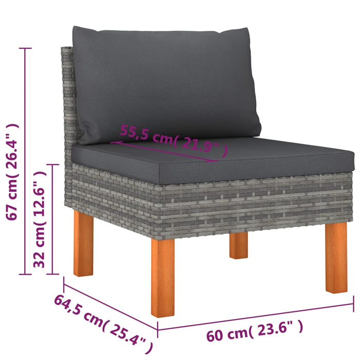 Set mobilier de grădină cu perne, 9 piese, gri, poliratan WALTI