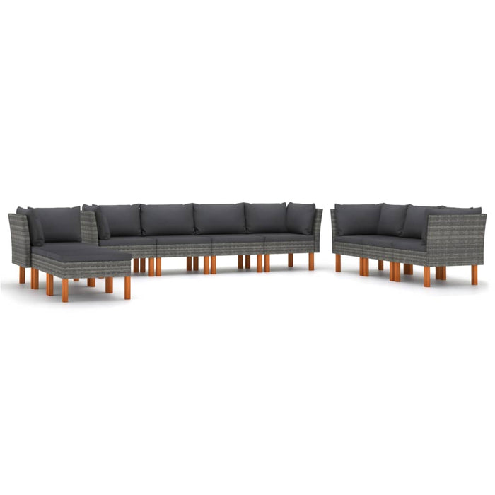 Set mobilier de grădină cu perne, 10 piese, gri, poliratan - WALTI WALTI