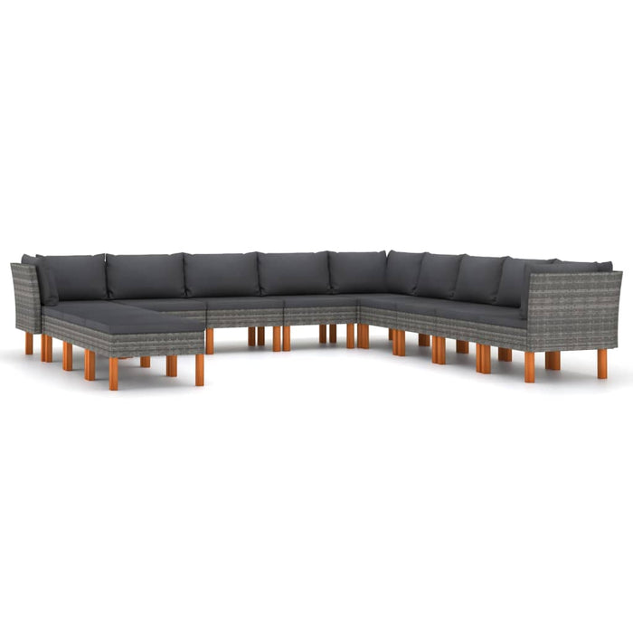Set mobilier de grădină cu perne, 12 piese, gri, poliratan WALTI
