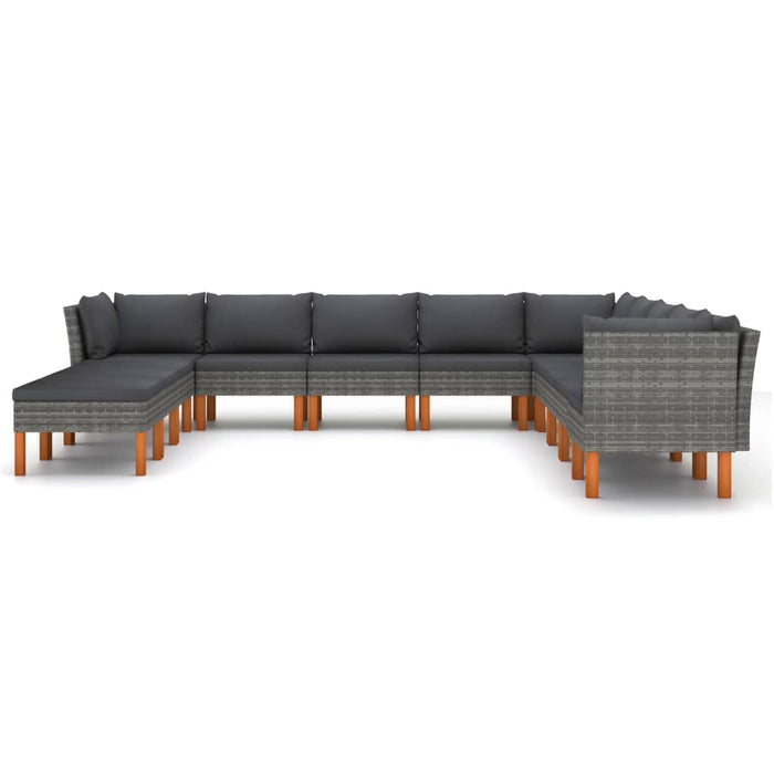 Set mobilier de grădină cu perne, 12 piese, gri, poliratan WALTI