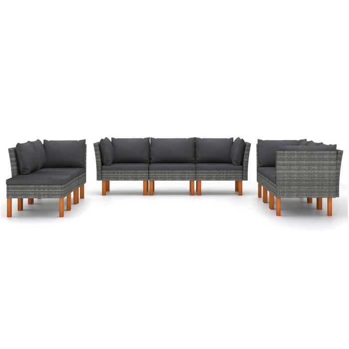 Set mobilier de grădină cu perne, 9 piese, gri, poliratan WALTI