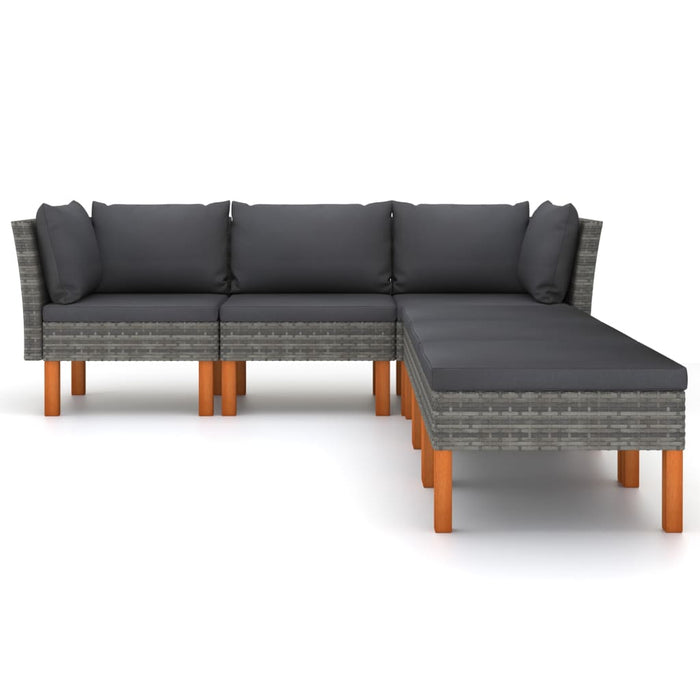 Set mobilier de grădină cu perne, 6 piese, gri, poliratan WALTI