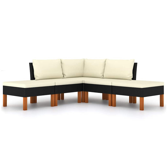 Set mobilier de grădină cu perne, 5 piese, negru, poliratan - WALTI WALTI