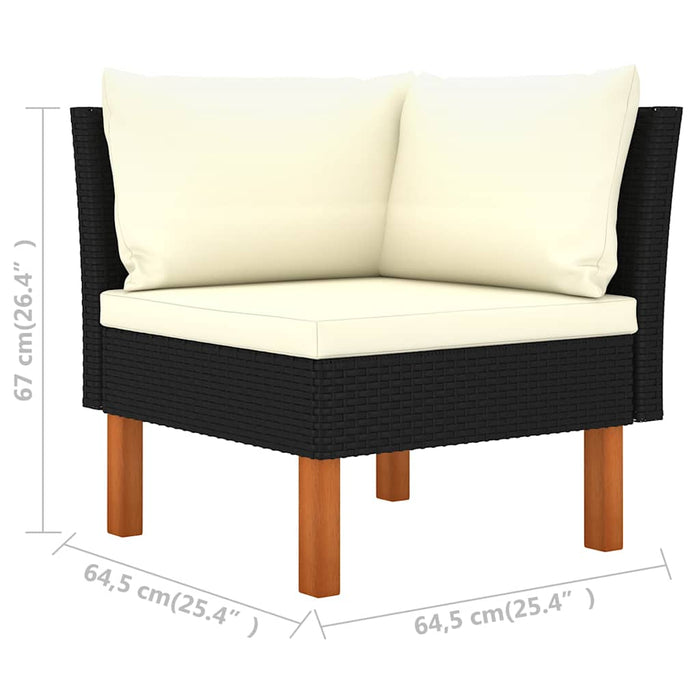 Set mobilier de grădină cu perne, 5 piese, negru, poliratan - WALTI WALTI