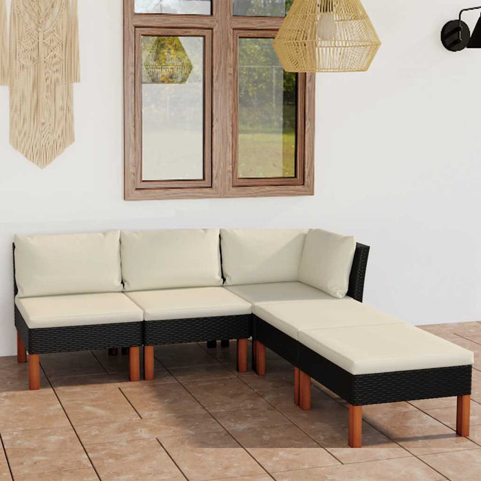 Set mobilier de grădină cu perne, 5 piese, negru, poliratan - WALTI WALTI