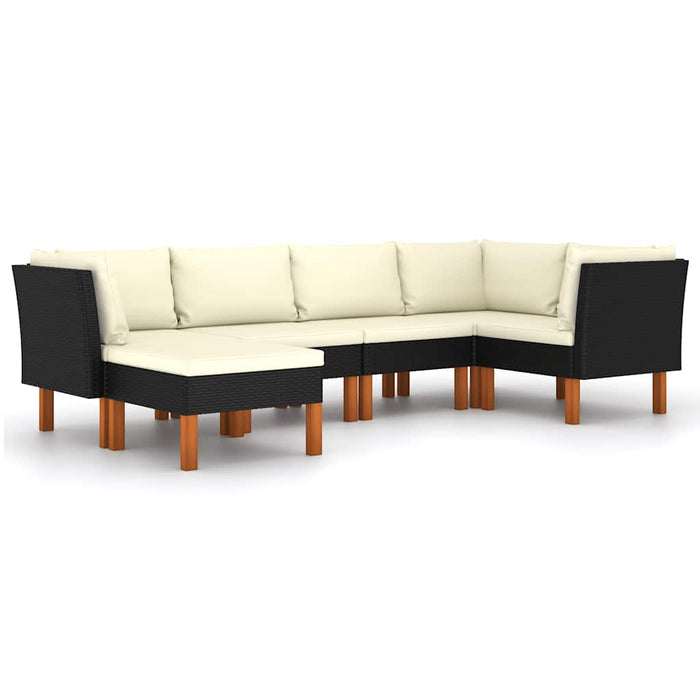 Set mobilier de grădină cu perne, 6 piese, negru, poliratan WALTI