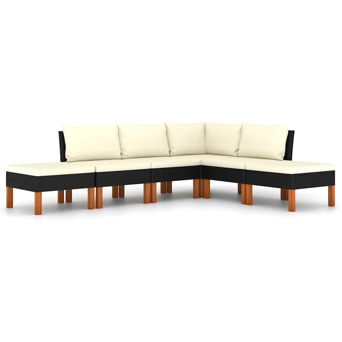 Set mobilier de grădină cu perne, 6 piese, negru, poliratan - WALTI WALTI