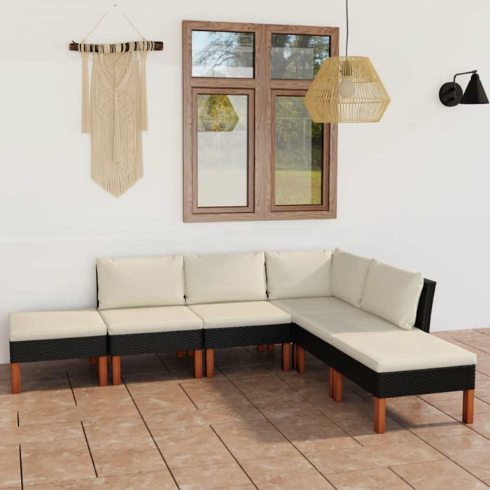Set mobilier de grădină cu perne, 6 piese, negru, poliratan - WALTI WALTI