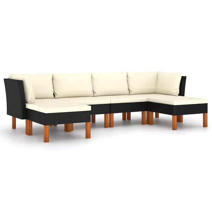 Set mobilier de grădină cu perne, 6 piese, negru, poliratan - WALTI WALTI
