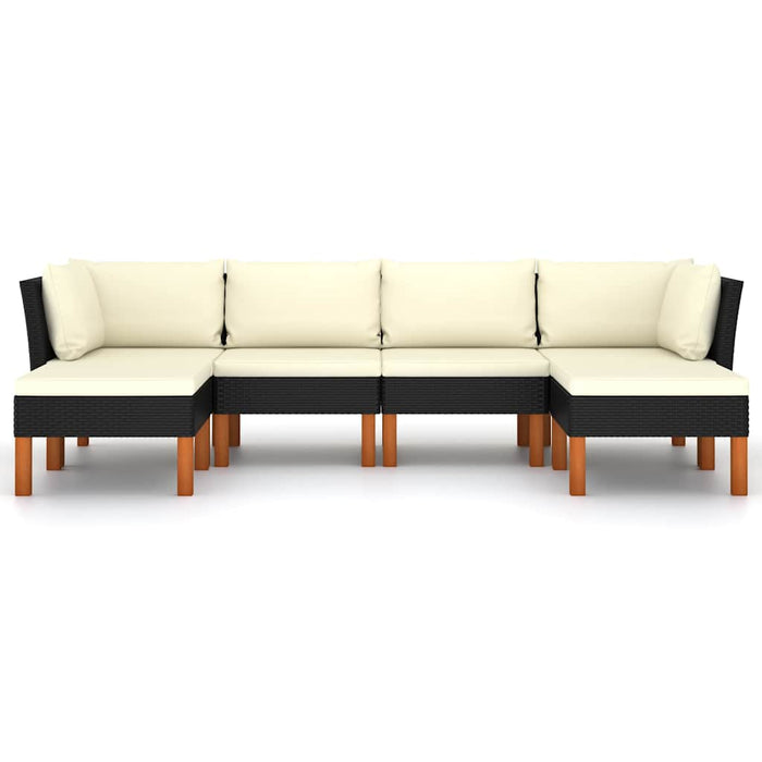 Set mobilier de grădină cu perne, 6 piese, negru, poliratan - WALTI WALTI