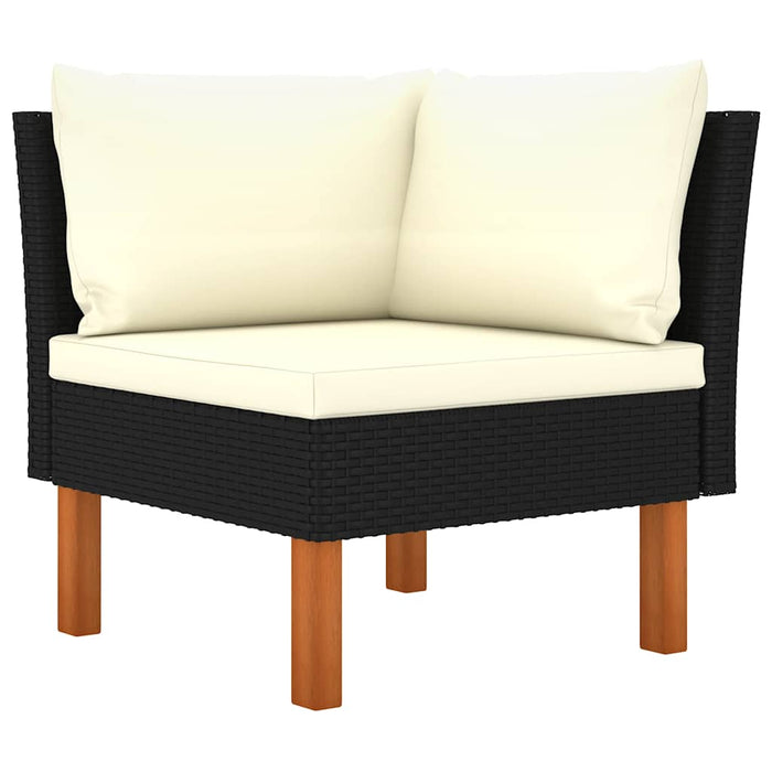 Set mobilier de grădină cu perne, 6 piese, negru, poliratan - WALTI WALTI