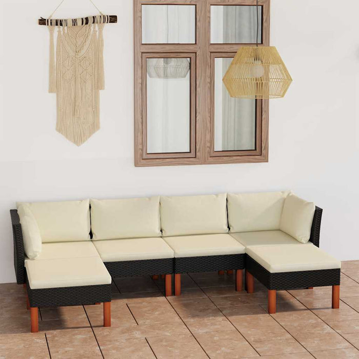 Set mobilier de grădină cu perne, 6 piese, negru, poliratan - WALTI WALTI