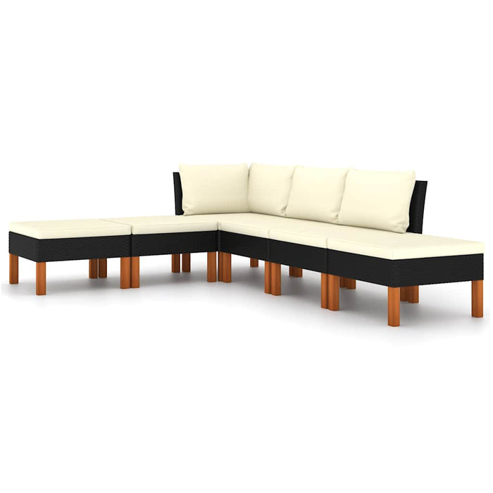 Set mobilier de grădină cu perne, 6 piese, negru, poliratan - WALTI WALTI