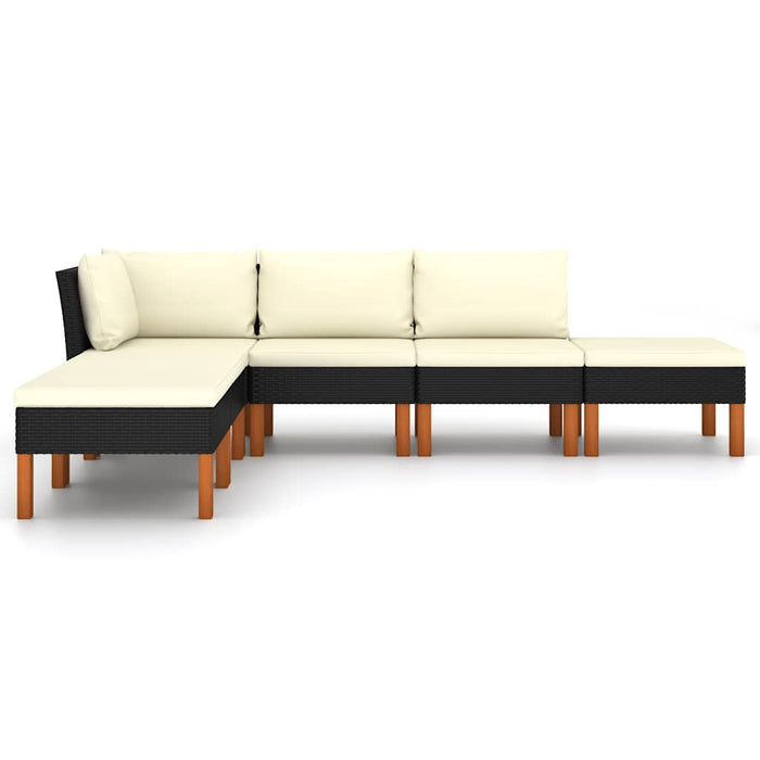 Set mobilier de grădină cu perne, 6 piese, negru, poliratan - WALTI WALTI