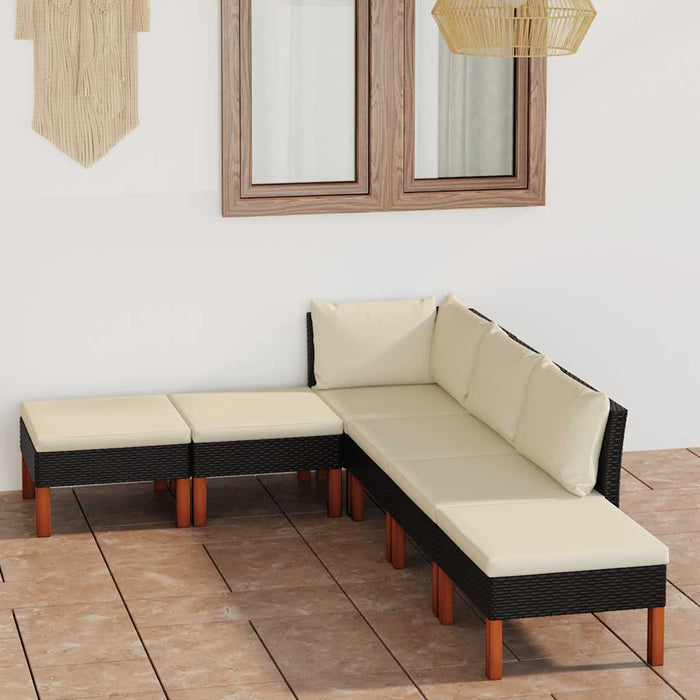 Set mobilier de grădină cu perne, 6 piese, negru, poliratan - WALTI WALTI