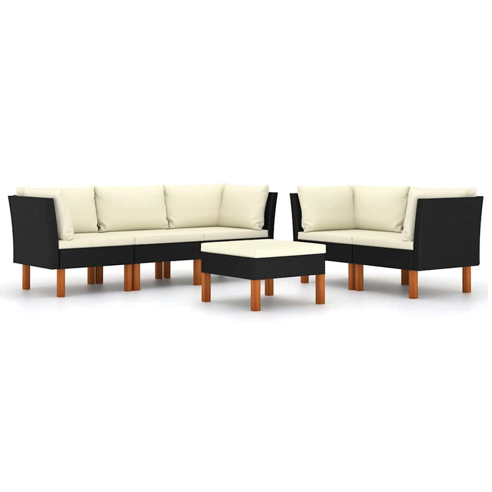 Set mobilier de grădină cu perne, 6 piese, negru, poliratan - WALTI WALTI
