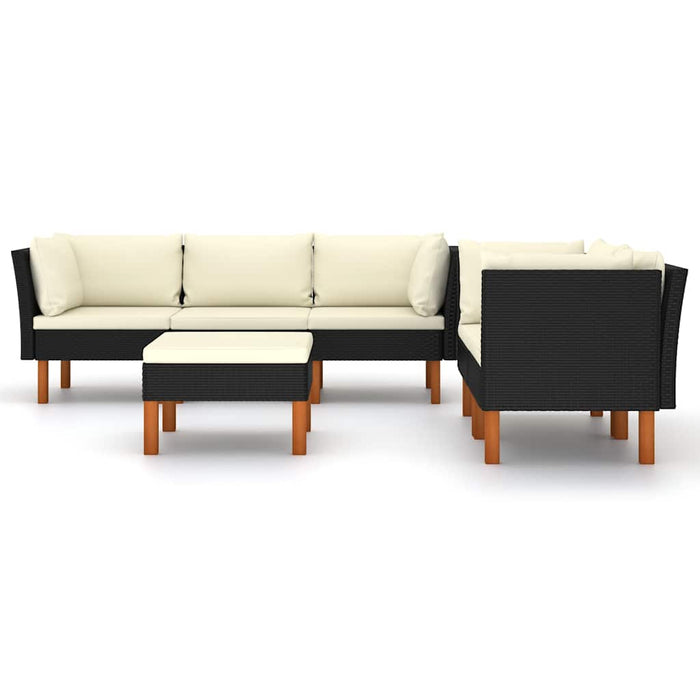 Set mobilier de grădină cu perne, 6 piese, negru, poliratan - WALTI WALTI