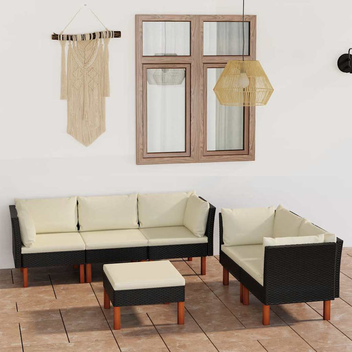 Set mobilier de grădină cu perne, 6 piese, negru, poliratan - WALTI WALTI