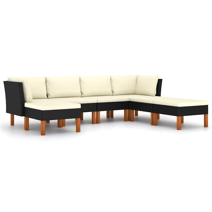 Set mobilier de grădină cu perne, 7 piese, negru, poliratan - WALTI WALTI