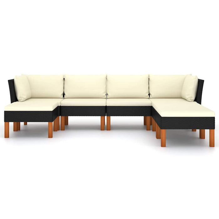 Set mobilier de grădină cu perne, 7 piese, negru, poliratan - WALTI WALTI