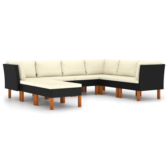 Set mobilier de grădină cu perne, 8 piese, negru, poliratan - WALTI WALTI