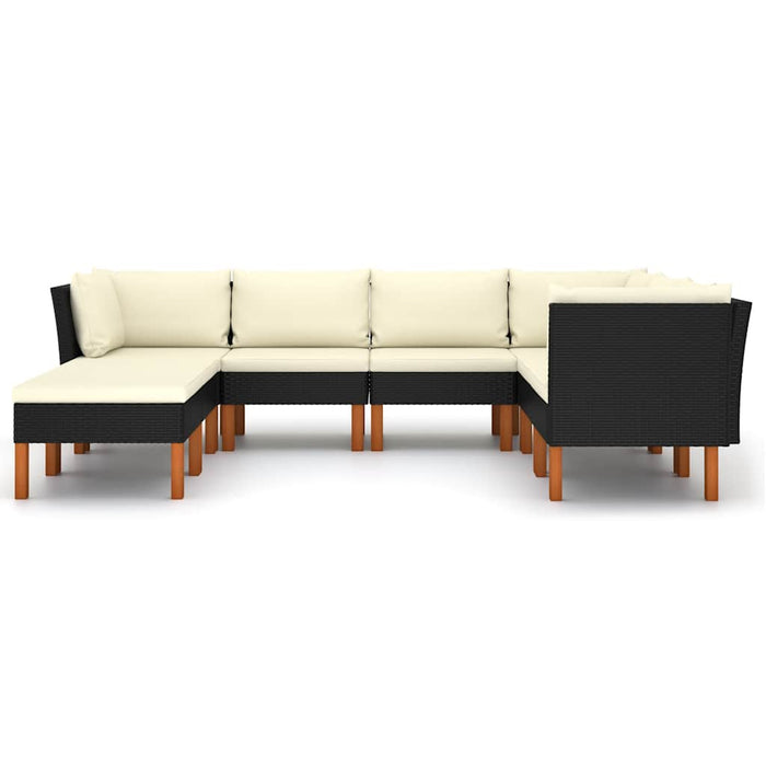 Set mobilier de grădină cu perne, 8 piese, negru, poliratan - WALTI WALTI