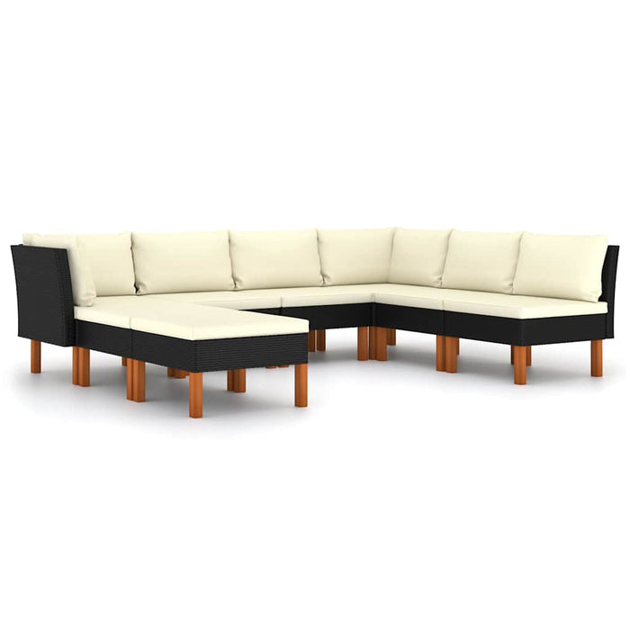 Set mobilier de grădină cu perne, 8 piese, negru, poliratan - WALTI WALTI