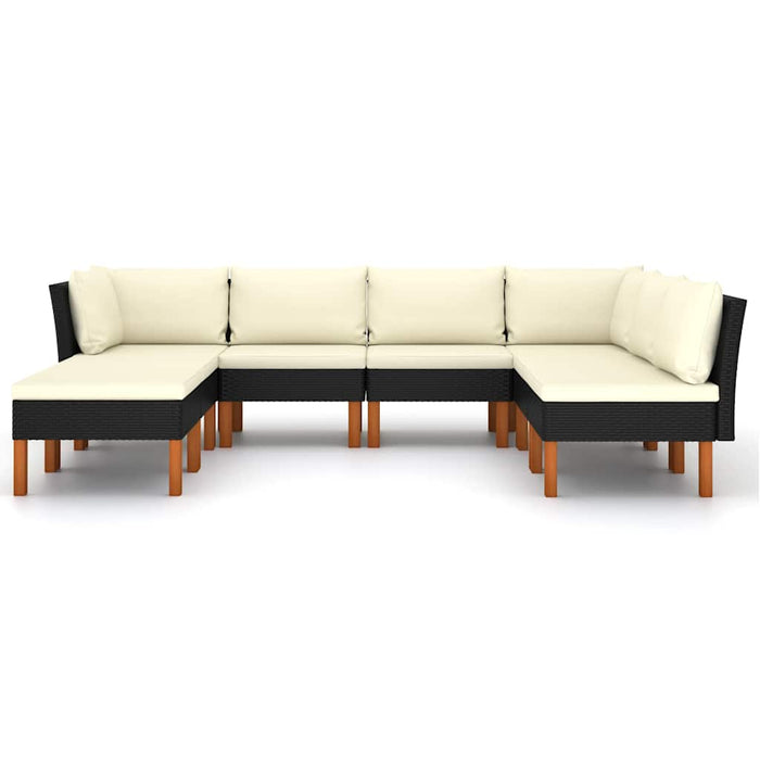 Set mobilier de grădină cu perne, 8 piese, negru, poliratan - WALTI WALTI