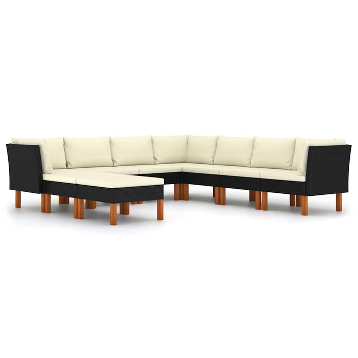 Set mobilier de grădină cu perne, 9 piese, negru, poliratan - WALTI WALTI