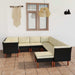 Set mobilier de grădină cu perne, 9 piese, negru, poliratan - WALTI WALTI