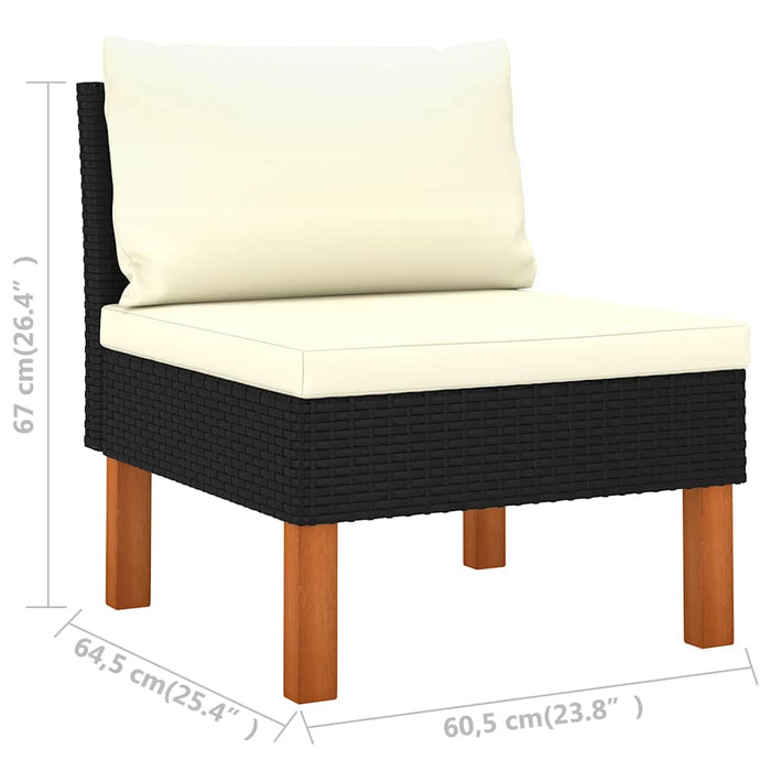 Set mobilier de grădină cu perne, 9 piese, negru, poliratan - WALTI WALTI