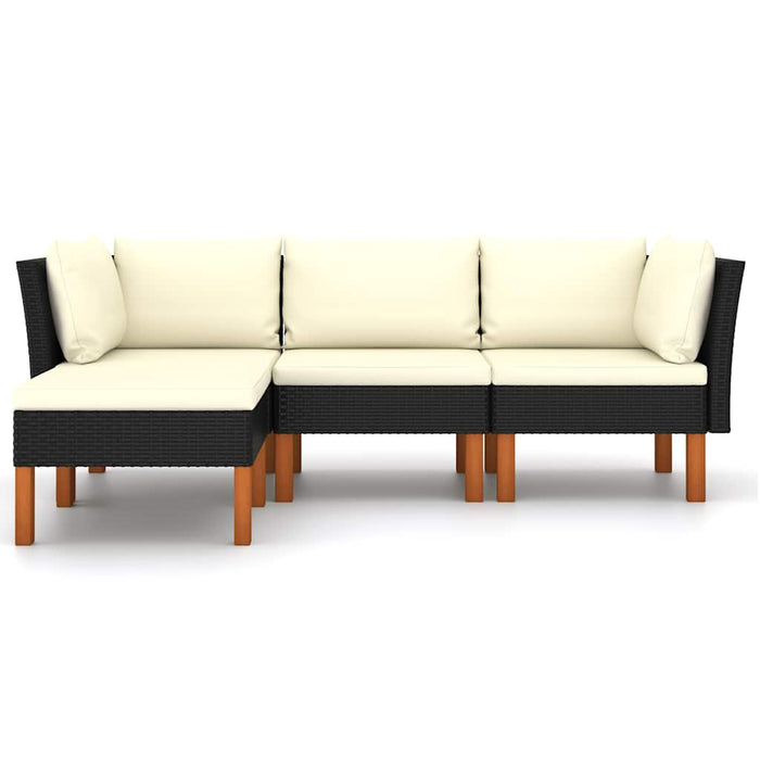 Set mobilier de grădină cu perne, 4 piese, negru, poliratan - WALTI WALTI