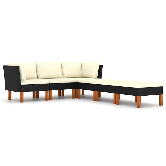 Set mobilier de grădină cu perne, 6 piese, negru, poliratan - WALTI WALTI