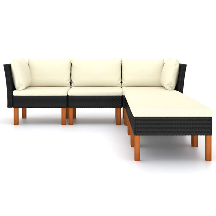 Set mobilier de grădină cu perne, 6 piese, negru, poliratan - WALTI WALTI