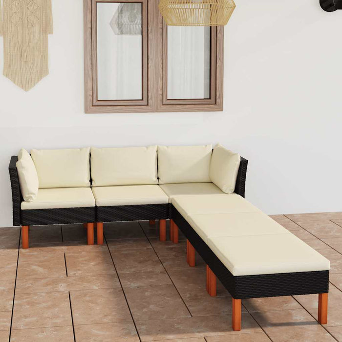 Set mobilier de grădină cu perne, 6 piese, negru, poliratan - WALTI WALTI