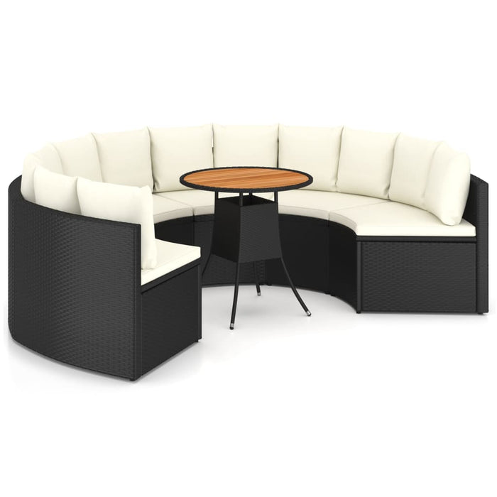 Set mobilier de grădină cu perne, 7 piese, negru, poliratan - WALTI WALTI