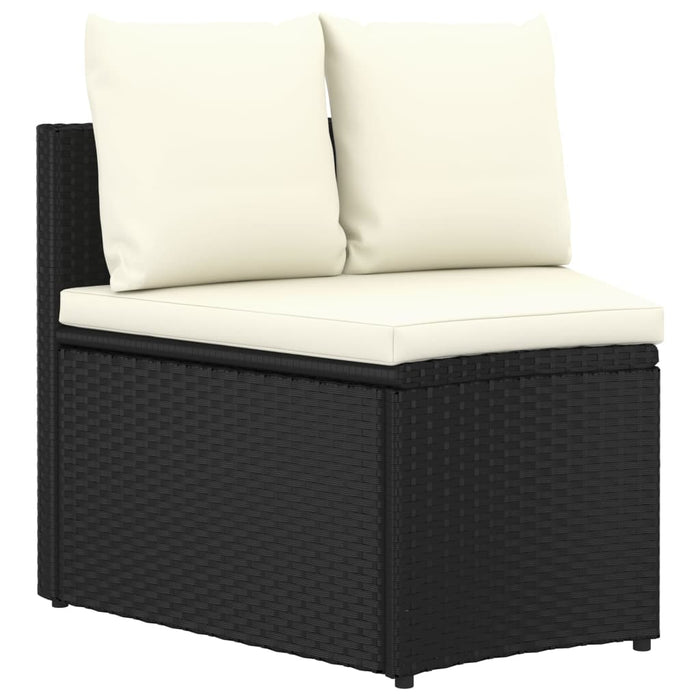 Set mobilier de grădină cu perne, 7 piese, negru, poliratan - WALTI WALTI