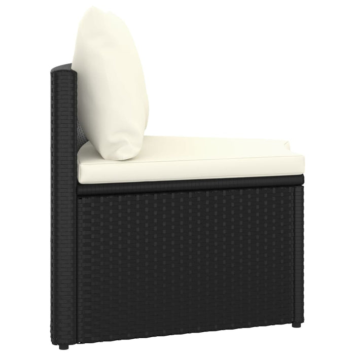 Set mobilier de grădină cu perne, 7 piese, negru, poliratan - WALTI WALTI