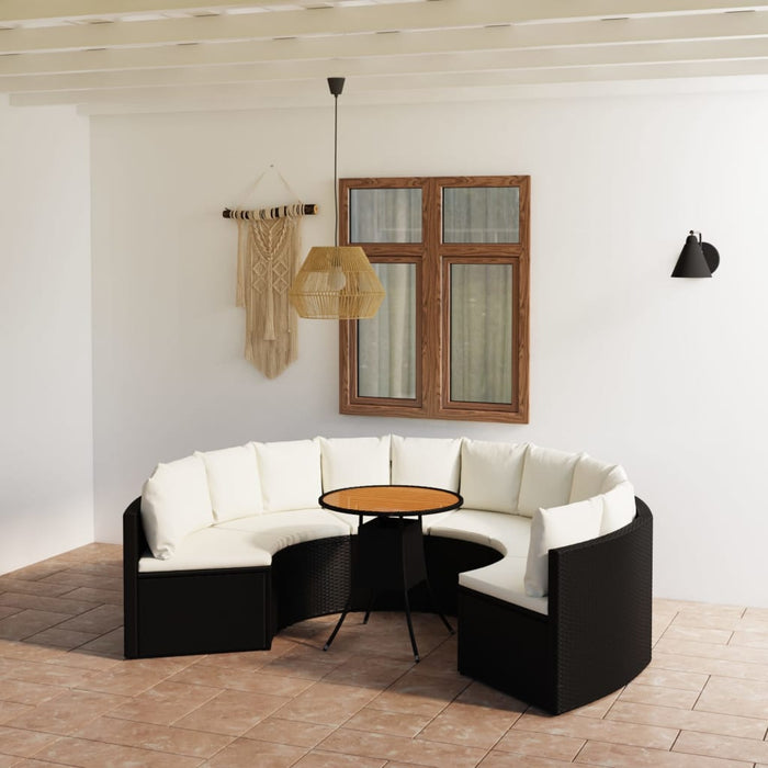 Set mobilier de grădină cu perne, 7 piese, negru, poliratan - WALTI WALTI