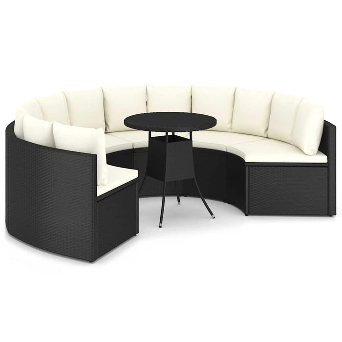 Set mobilier de grădină cu perne, 7 piese, negru, poliratan - WALTI WALTI