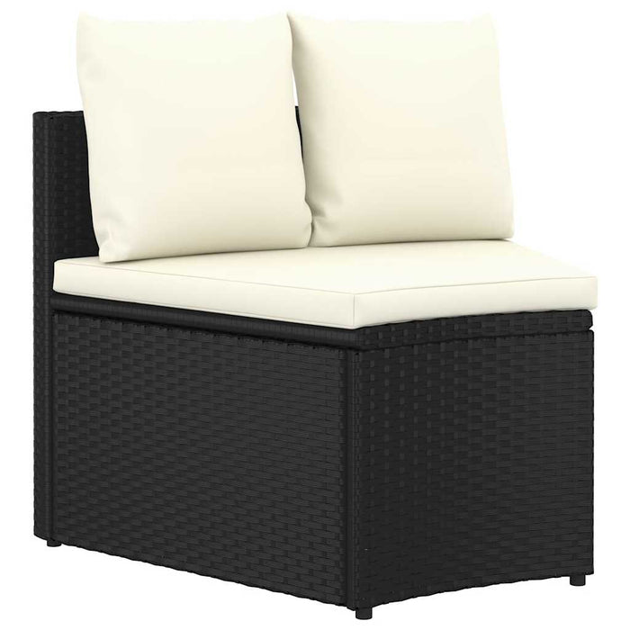 Set mobilier de grădină cu perne, 7 piese, negru, poliratan - WALTI WALTI